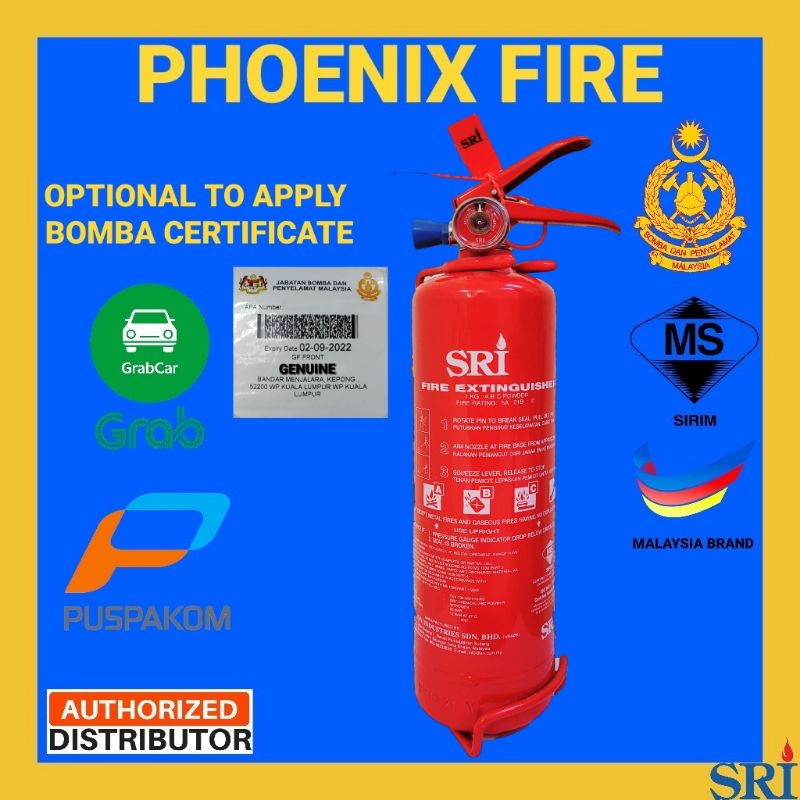 SRI 1KG ABC POWDER FIRE EXTINGUISHER CW BOMBA CERTIFICATE | Shopee Malaysia