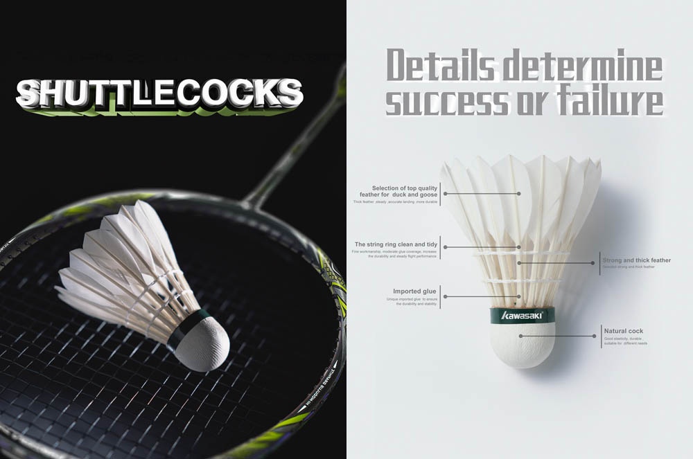 Kawasaki Badminton Shuttlecock King 8E Goose Feather Speed 76/77 (12 ...