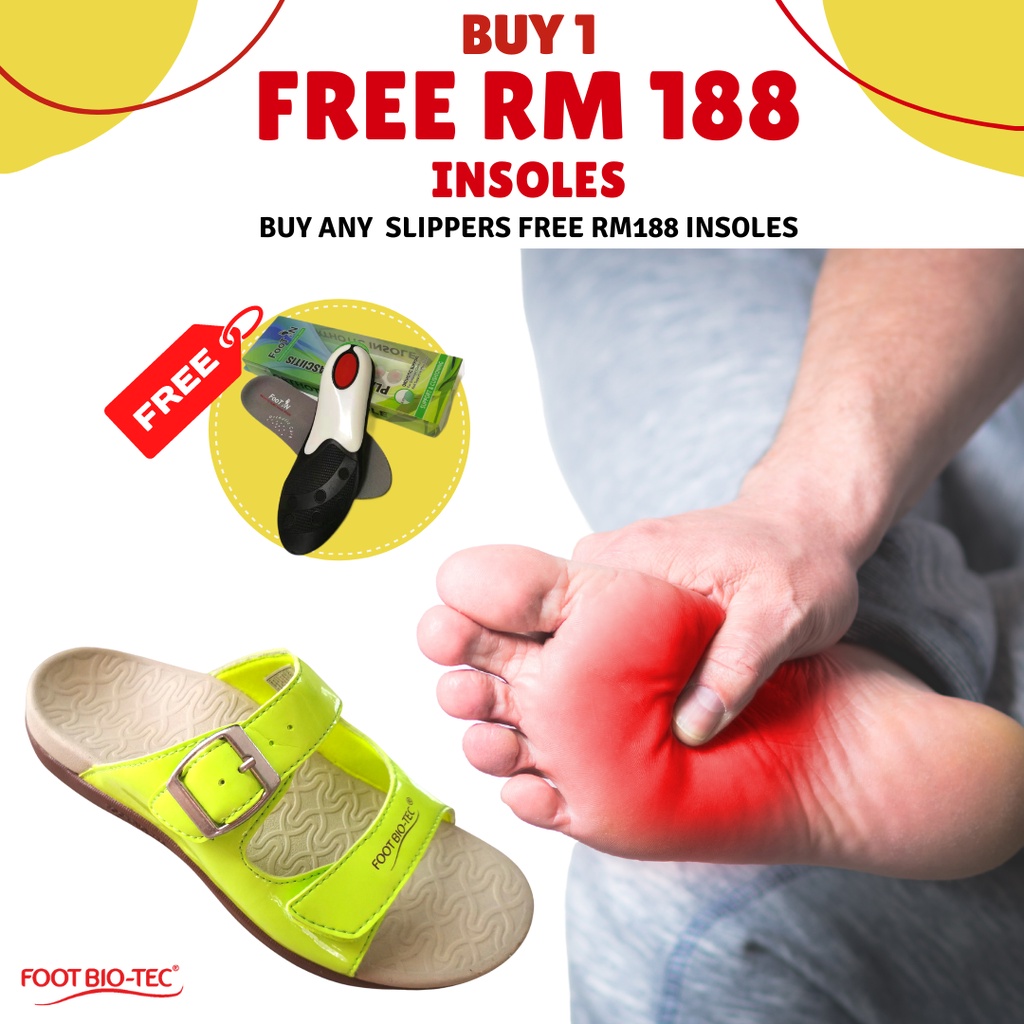 Foot Bio Tec Smile Grass Arch Support Flat Feet Plantar Faciitis Orthotic Slippers Sandals KASUT KESIHATAN Shopee Malaysia