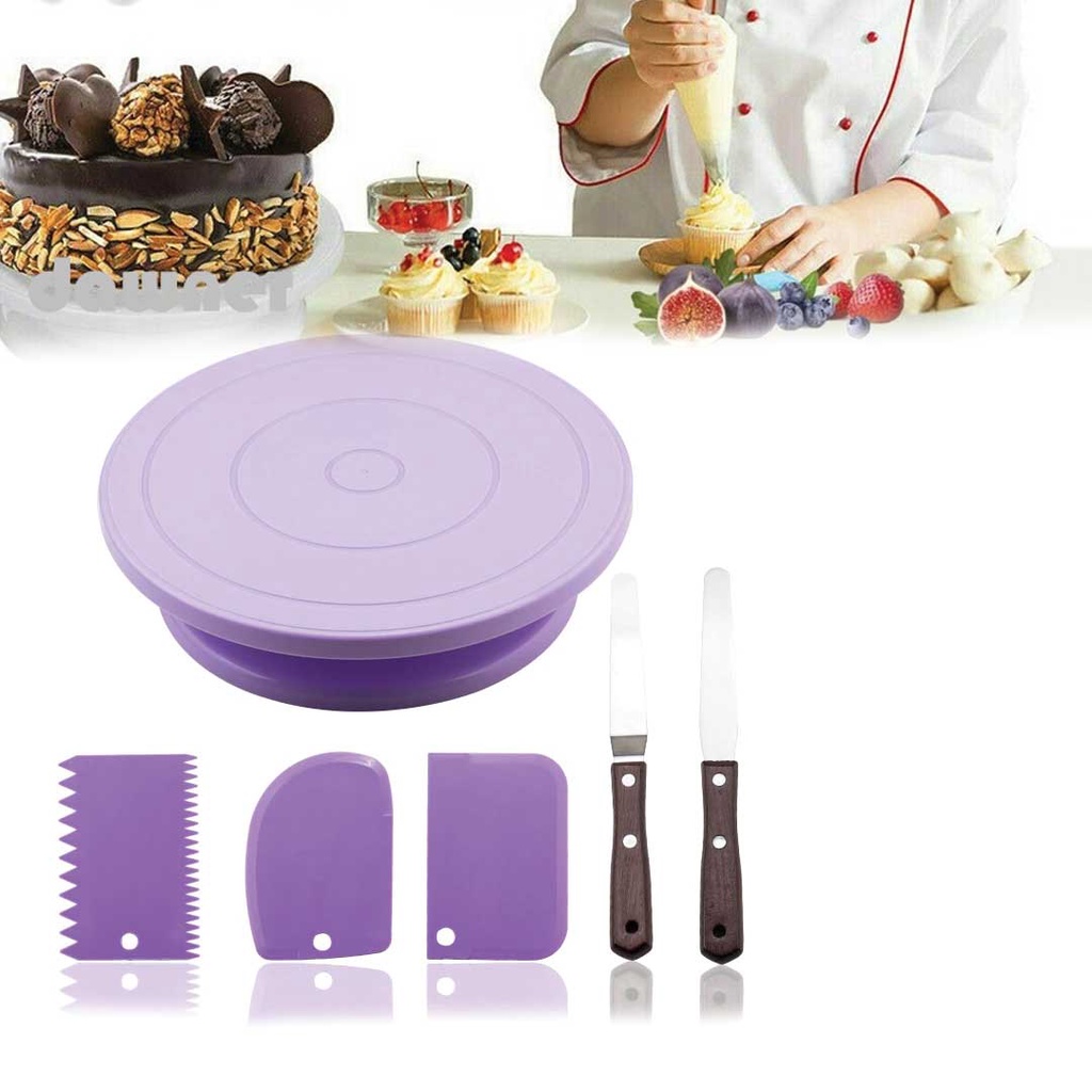Cake Scraper Set Turntable Rotating Cake Tools Plastic Dough Knife ...