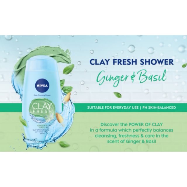 Nivea Shower Clay Fresh Ginger And Basil 250ml Shopee Malaysia