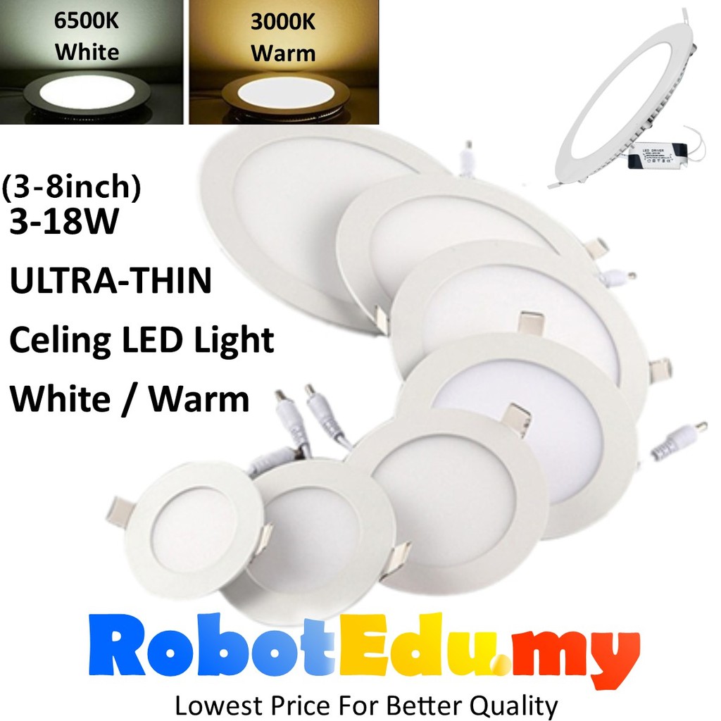 ULTRA-THIN 3W 4W 6W 9W 12W 15W 18W Round LED Panel Ceiling Partition Roof Downlight Light Warm /Cool White Lighting Lamp