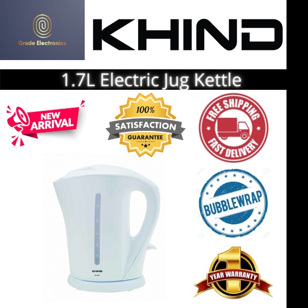 Electric Jug Kettle Khind EK5813 (1.7L) 【𝗙𝗥𝗘𝗘 𝗦𝗛𝗜𝗣𝗣𝗜𝗡𝗚 & 𝗕𝗨𝗕𝗕𝗟𝗘𝗪𝗥𝗔𝗣