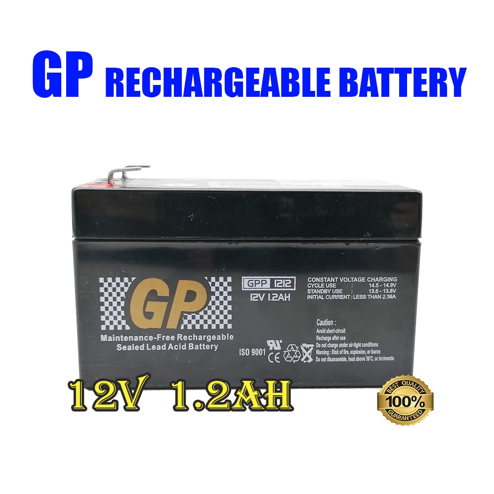 GP Rechargeable Battery DC12V 1.2AH GPP1212 Seal Lead Acid Rechargeable ...