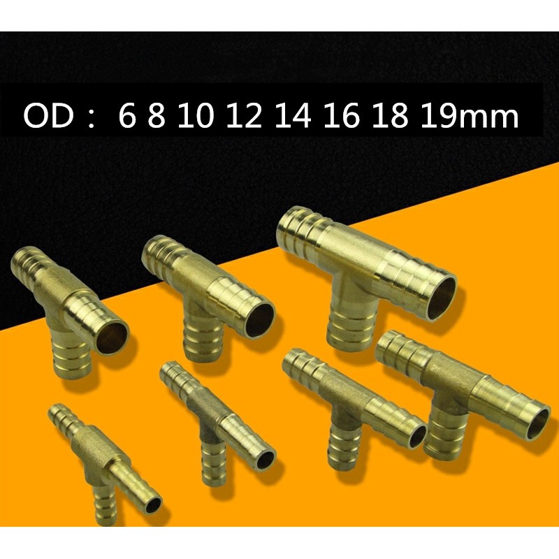 Messing T-Stück Verteiler 16 Mm – 10 Mm – 16 Mm Mit Barb-Anschlüssen