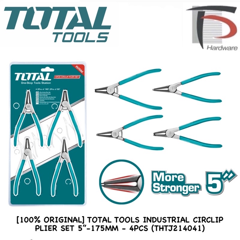 [100% ORIGINAL] TOTAL TOOLS INDUSTRIAL CIRCLIP PLIER SET 5”-175MM ...