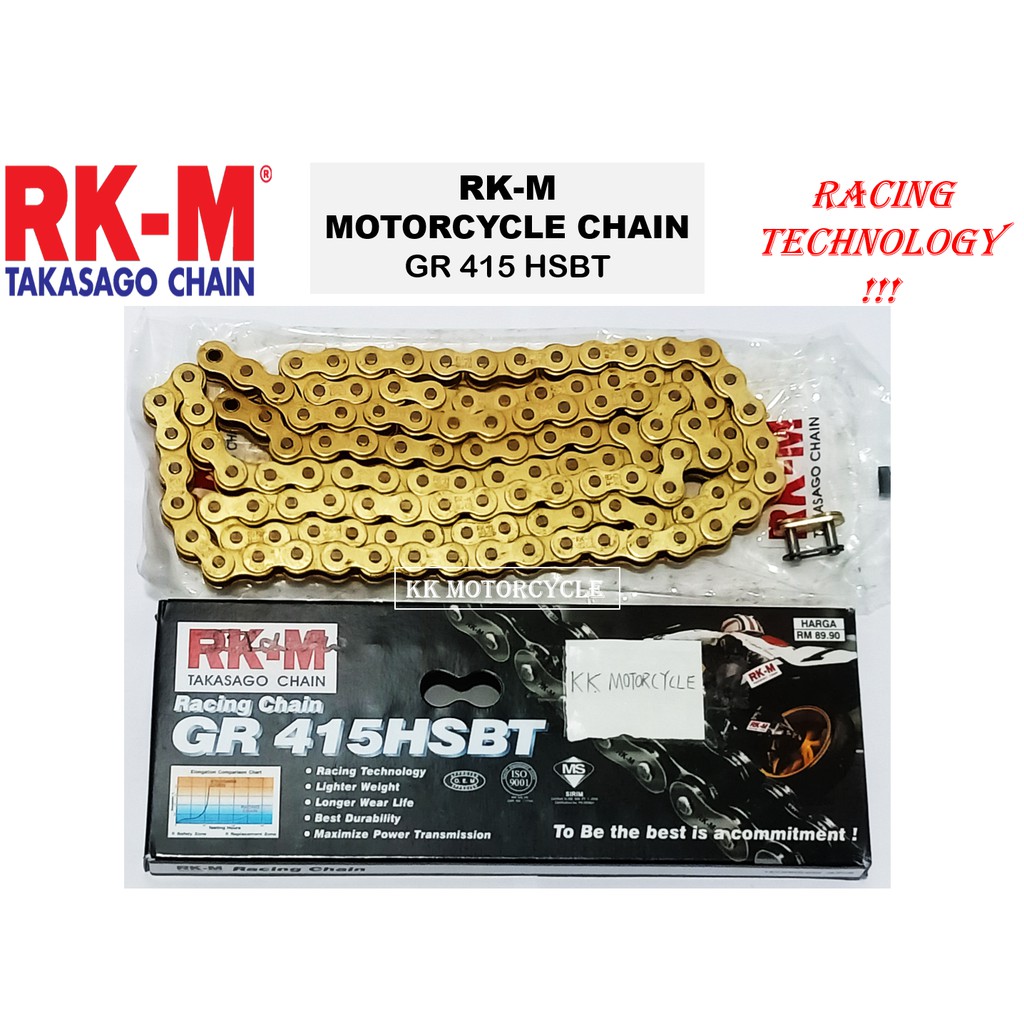 RKM RK-M MOTORCYCLE CHAIN GR415HSBT GOLD RANTAI 415 GOLD RANTAI 415 ...