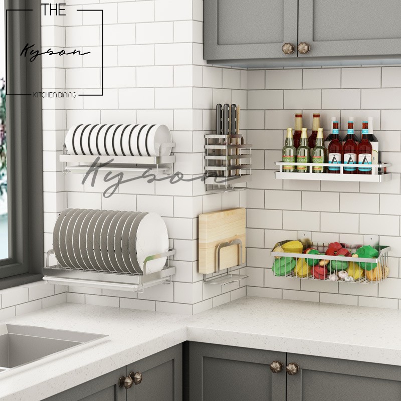 Kyson Kitchen 304 Stainless Steel Multi Function No Punch Wall Mounted ...