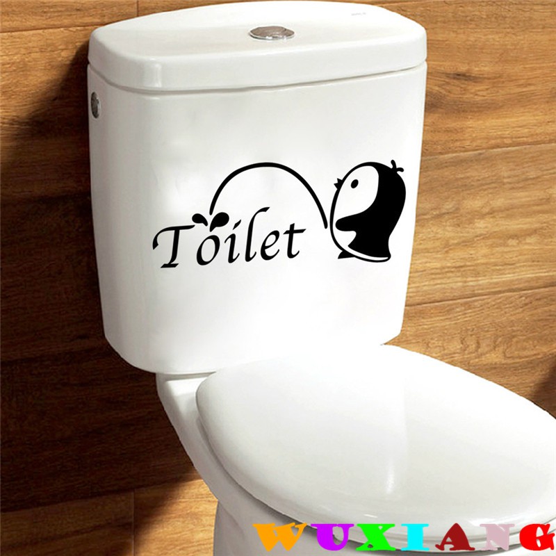 Five Elephant Design DIY Wall Stickers Black Little Penguin Toilet