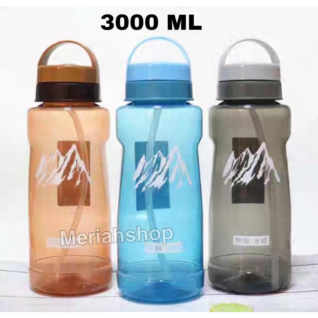 Drinking Water Bottle 3 Liter Jumbo With Handle Lid There Is A Straw ...