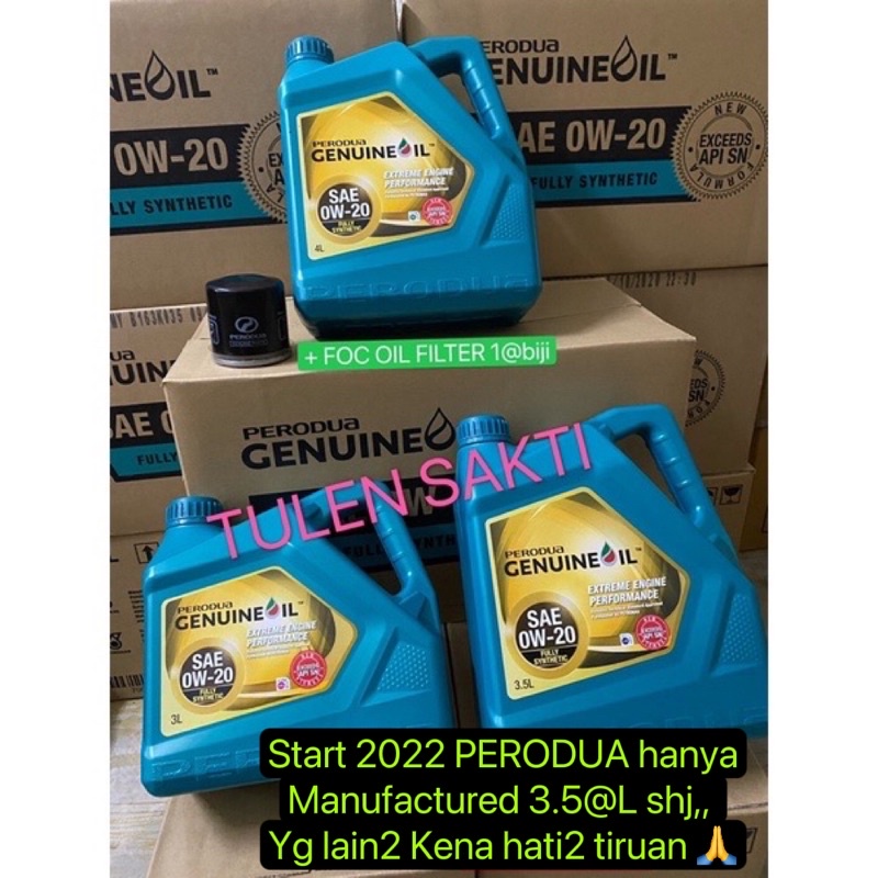 Original Perodua Fully Synthetic Engine Oil Sae W L Axia Bezza Aruz Ativa Myvi D N