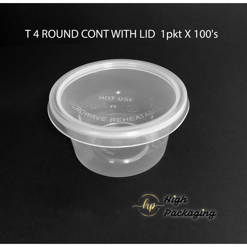 T4 Round Container with Lid/ Plastic Food Container/ Microwavable ...