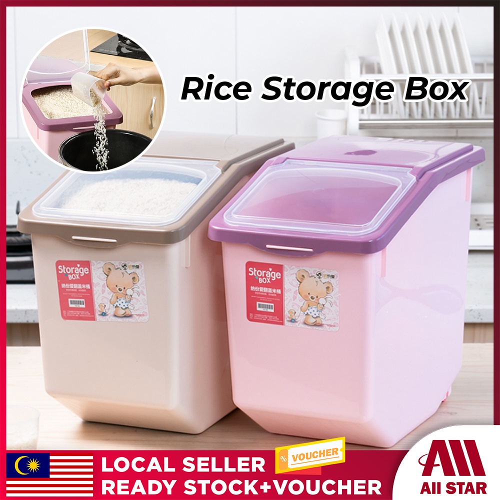 ALLSTAR Rice Storage Box With Wheels 5kg 10kg 15kg rice storage yp319 ...