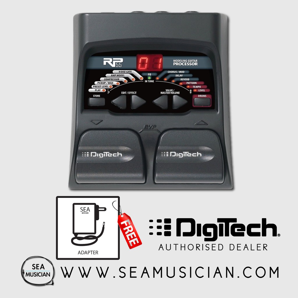 DIGITECH RP55 GUITAR MULTI-EFFECT PROCESSOR (RP55) WITH FREE ADAPTER ...