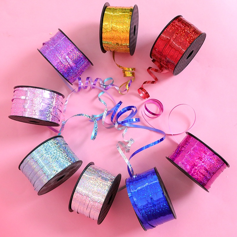 100 Yard Laser Colorful Curling Ribbon Tie Balloon Ribbon Balloon Rope ...