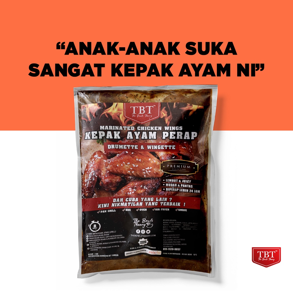 [premium Quality] Marinated Chicken Wings Kepak Ayam Perap Tbt 1kg