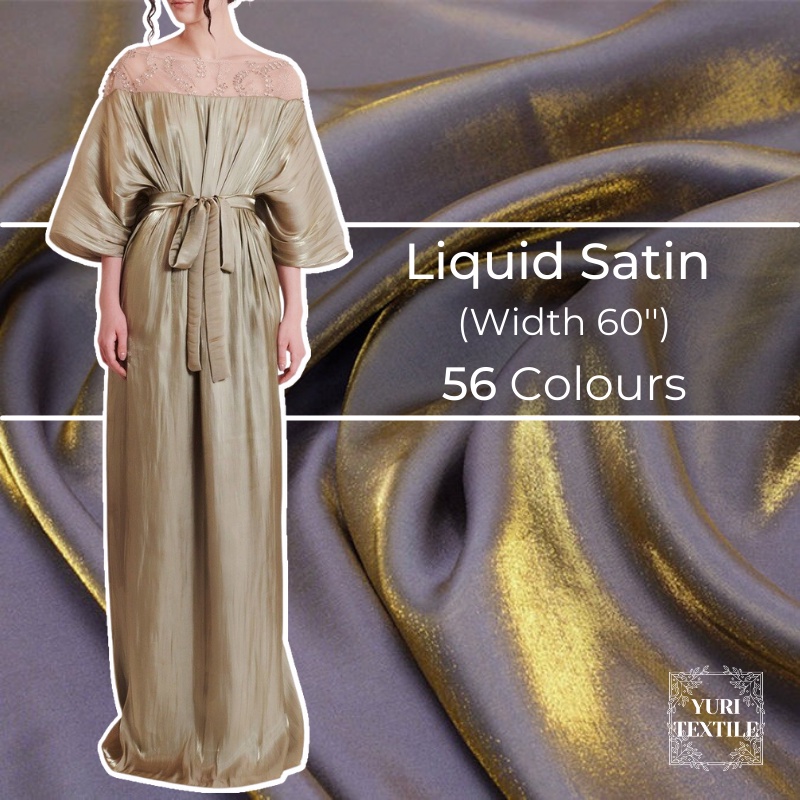 Designer Liquid Silky Satin Fabric Shiny Two Tone (56 Colours) / Kain Liquid  Satin Kilat