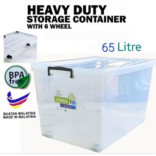 Storage Box Transparent Container 25L/40/65 Litre BPA-Free with Wheel ...