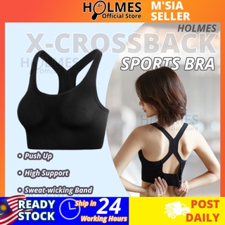 Black Cross Back Push Up Sports Bra