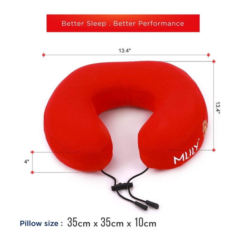 MLILY Manchester United Travel Neck Pillow Cool Gel Memory Foam Pillow with Hypoallergenic Shopee Malaysia