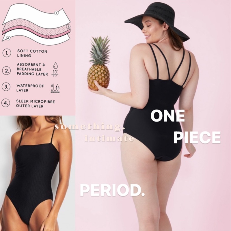 Love LUNA Period Swim One Piece Swimwear Black Monokini Bikini One Set