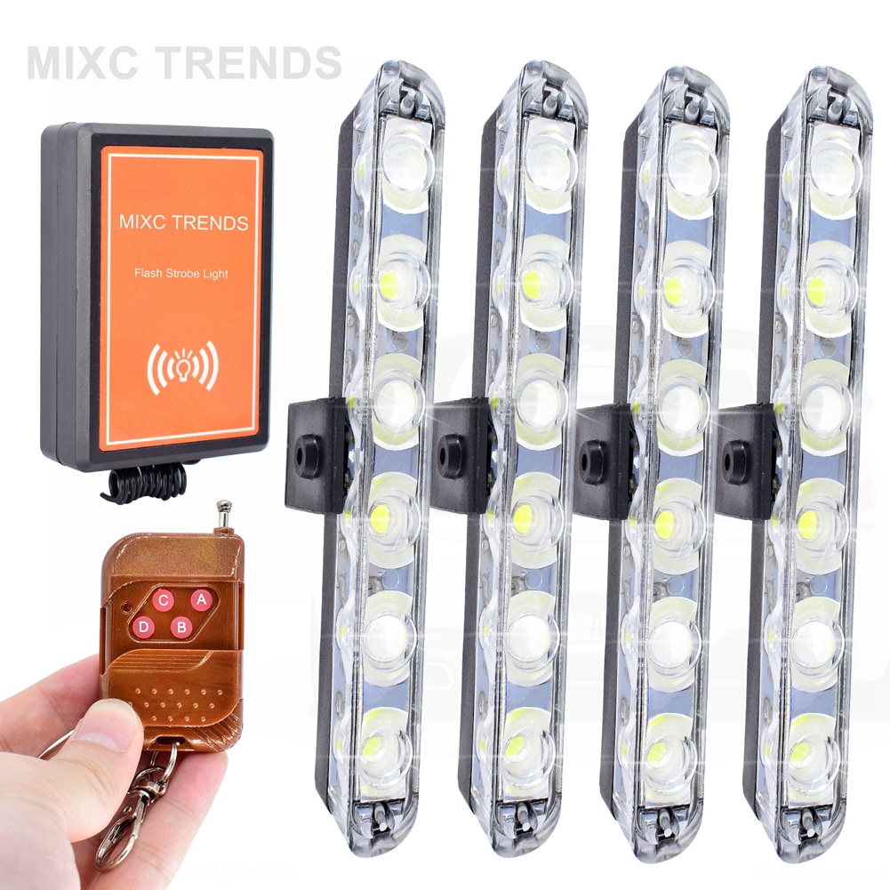 Wireless Remote Stroboscope Led Police Light 4*6 Led Car Truck ...