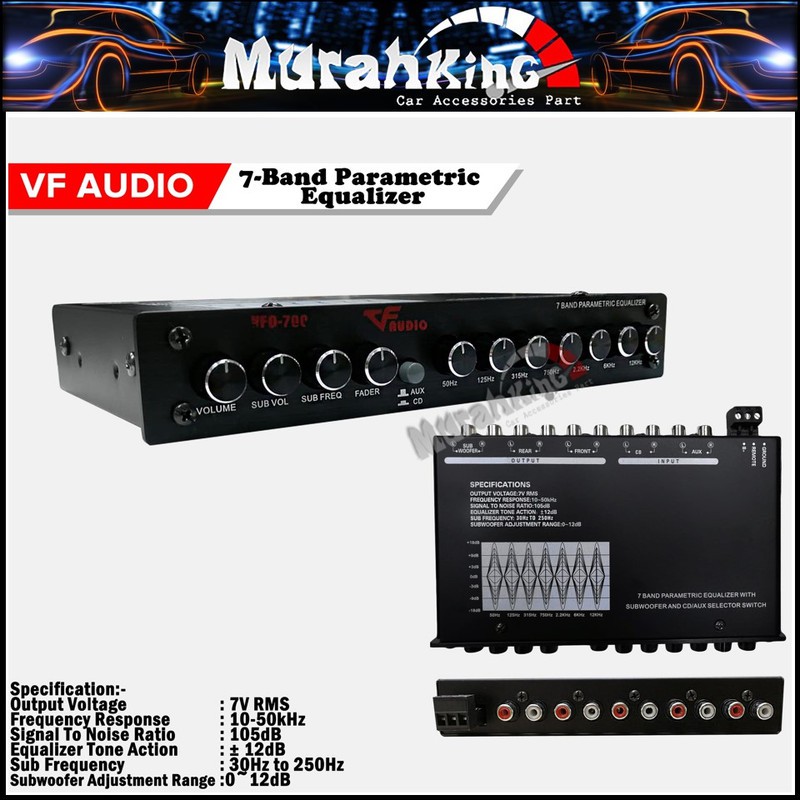VF Audio VFQ700 7 Band Car Audio Pre Amp Parametric Equalizer with ...