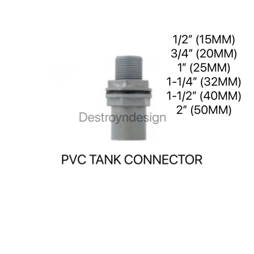 PVC ( GREY ) Pipe Fitting Tank Connector (15MM ~ 50MM) | Shopee Malaysia