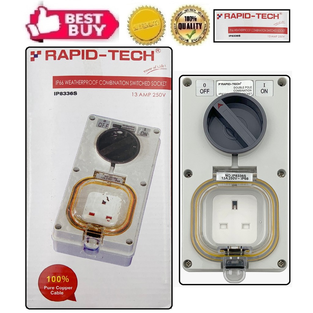 [Weatherproof] Single Outdoor Switch Socket - 13A 250V (IP66) (RAPID ...