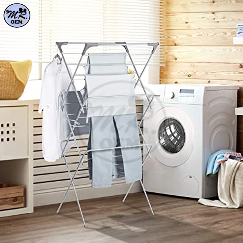 MR OEM Foldable Clothes Drying Laundry Hanging Space Saving ZigZag Rack ...