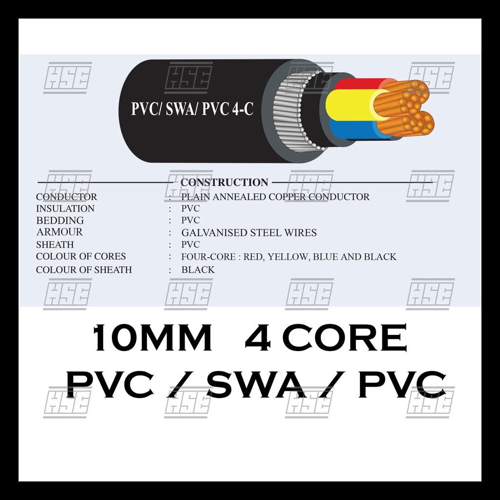 [LOOSE CUT] 10mm x 2C/4C Armoured Cable / Underground Cable 100% Pure ...