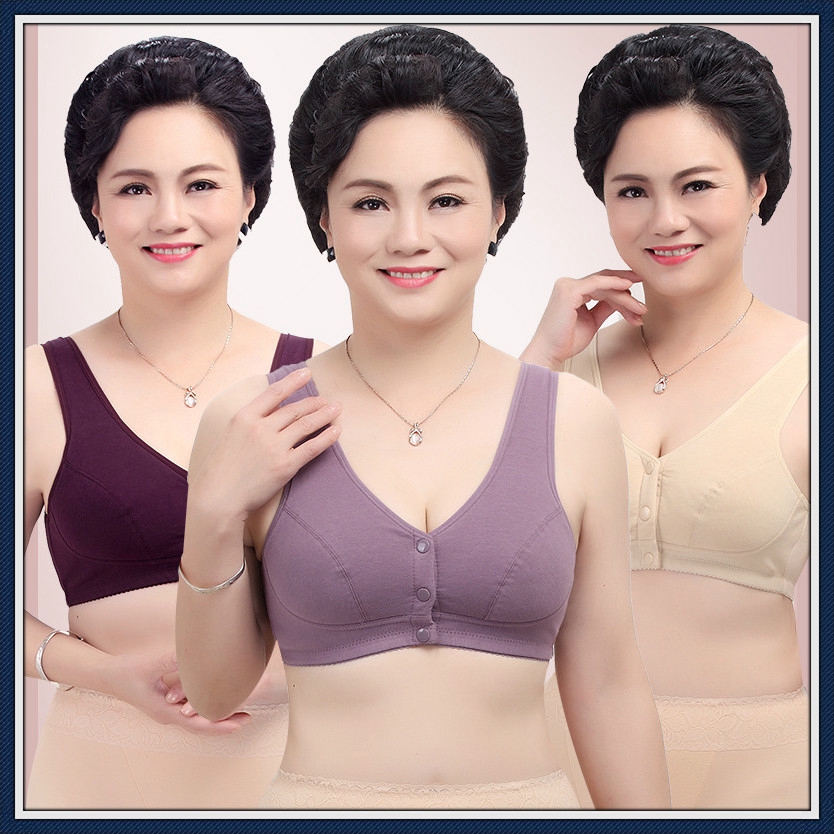 36-50 Women Bra Large Front button bras butang depan bralette Plus Size Top  elderly underwear Lingerie 006