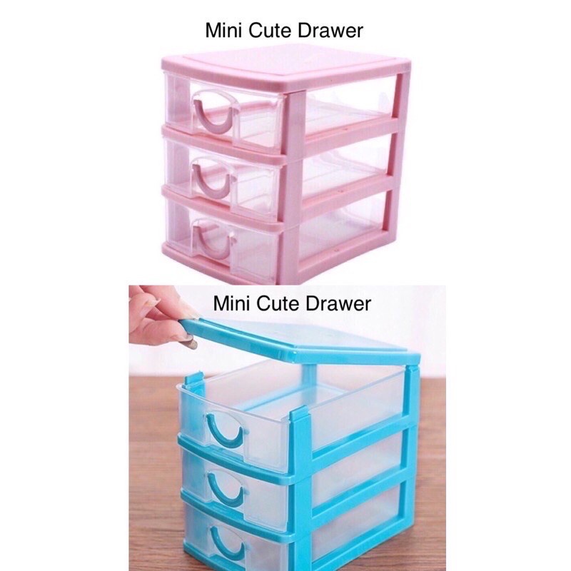 Ready Stock] Mini Drawer Storage Box 3 tier laci bertingkat Desk storage  box Small Tiny Items