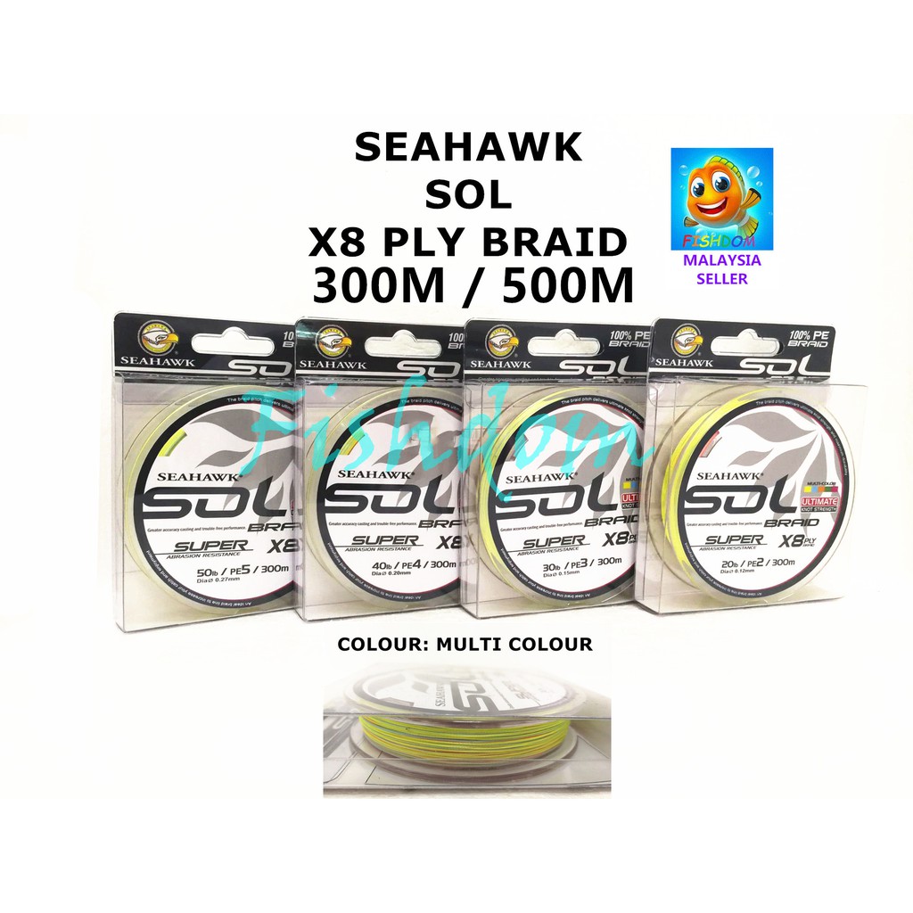 SEAHAWK SOL X8 PLY BRAID 300M / 500M FISHING LINE TALI BENANG PANCING | Shopee Malaysia