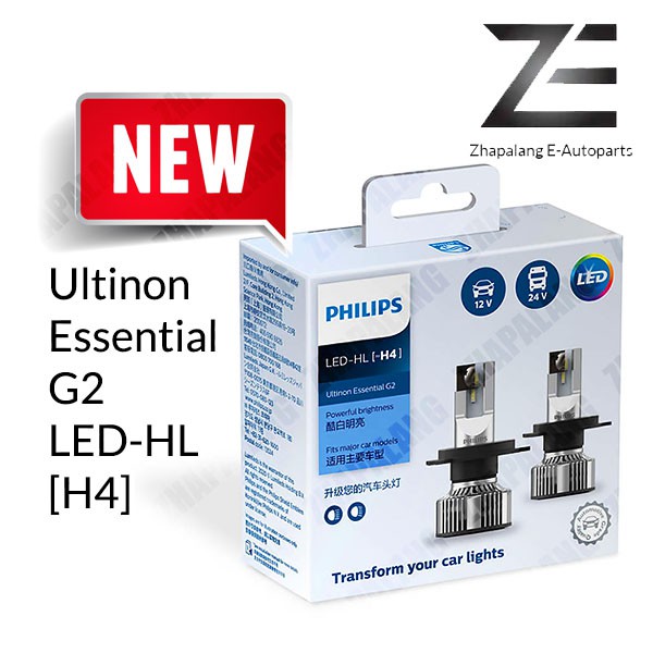 Philips H4 Ultinon Essentials G2 LED Headlight Globes 12V/24V (Pair) -  11342UE2X2 - Philips