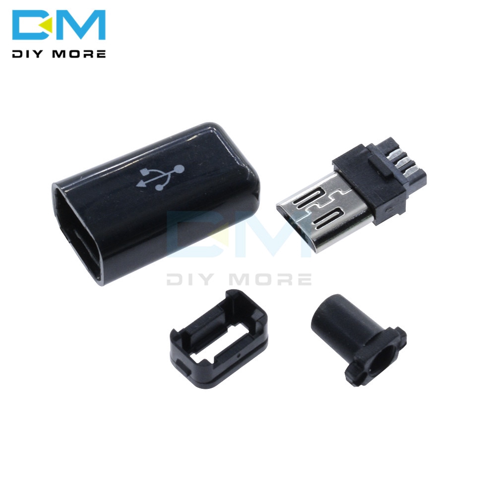 10pcs Diy Micro Usb Male Plug Connectors Kit W Covers Black Diy Electronic Shopee Malaysia 3719