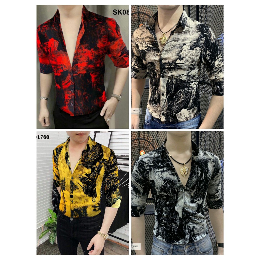 Men'S silk shirt with bold colors | Shopee Malaysia