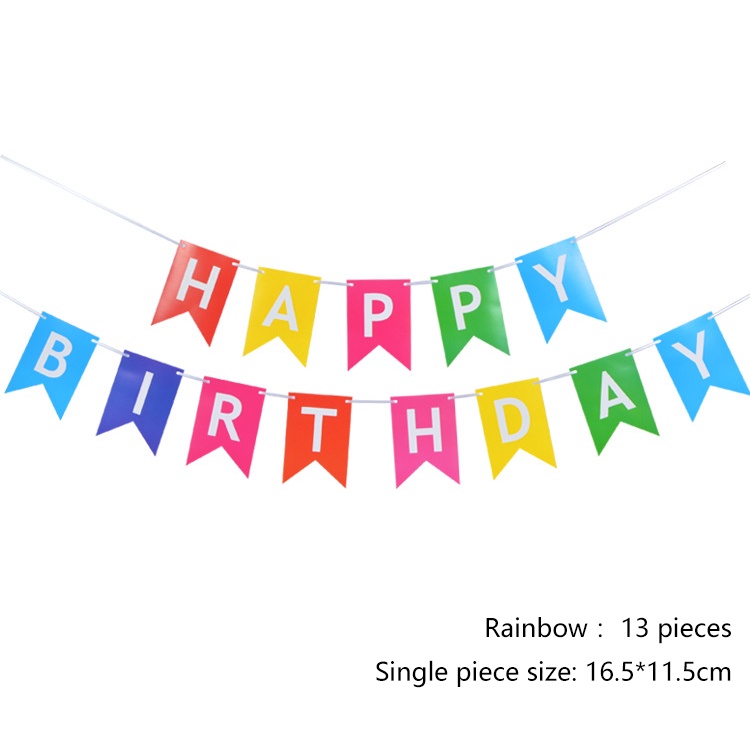 Happy Birthday Party Banner with Ribbon 13 pcs Foil Alphabet Banner ...