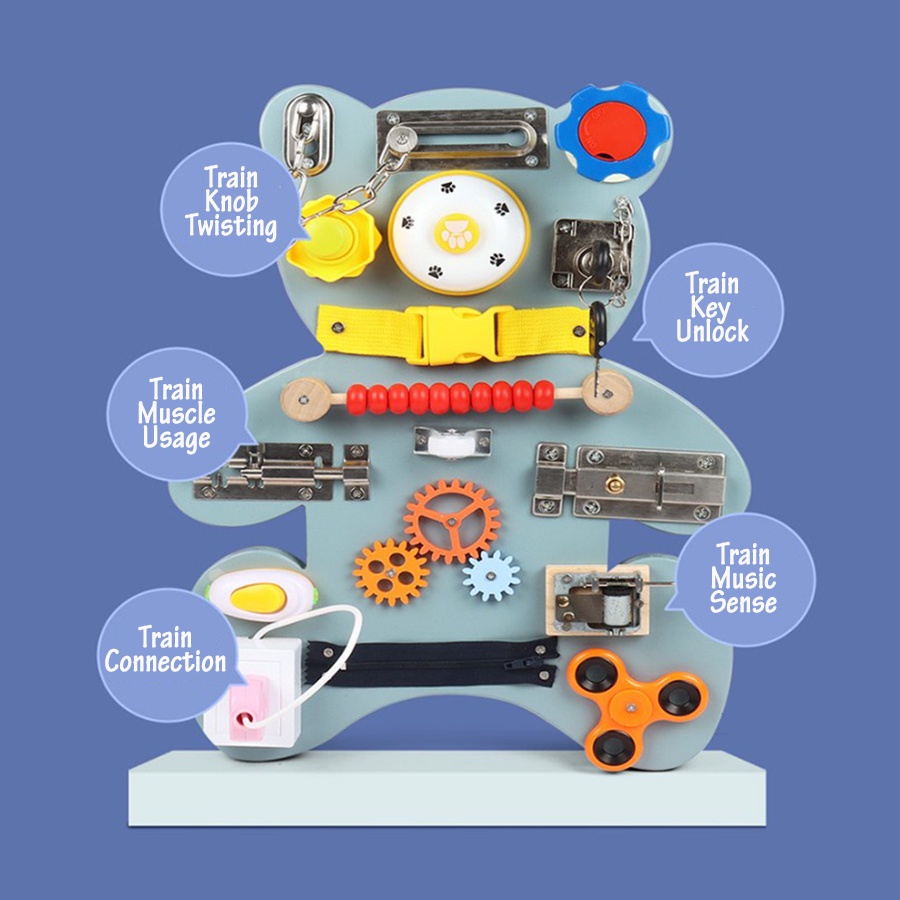 Baby Intellectual Busy Board Kids Montessori Educational Toy Music Ring ...