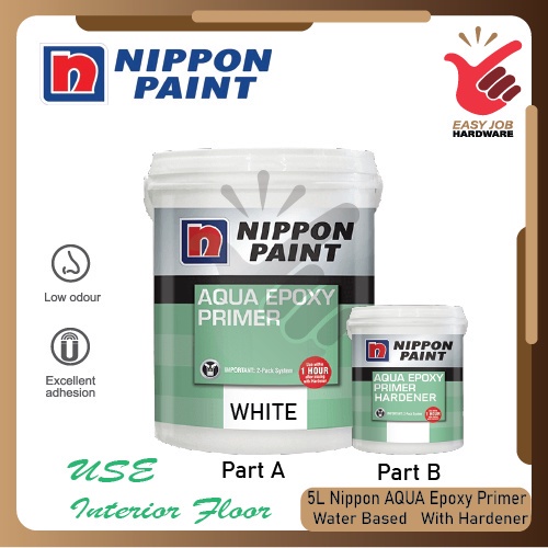 Nippon Paint 5L Aqua Epoxy Primer With Hardener 4L + 1L Paint Epoxy ...