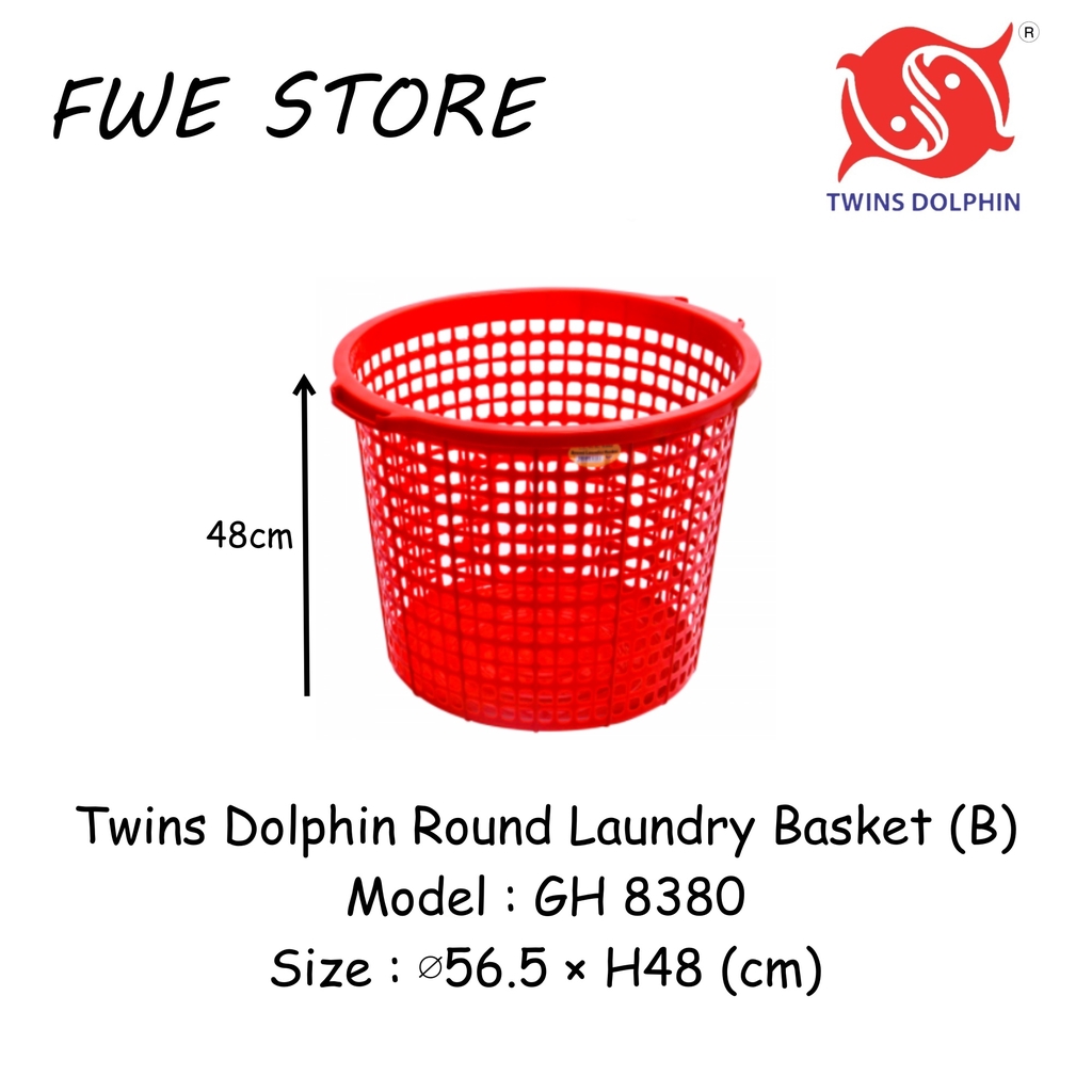 Twins Dolphin Big Round Laundry Basket / Storage Basket / Multipurpose Basket GH8380 Shopee