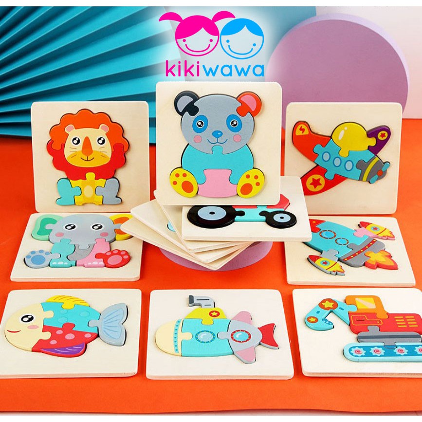 3D Thick Type Wood Block Puzzle Wooden Toy Educational Early Learning ...