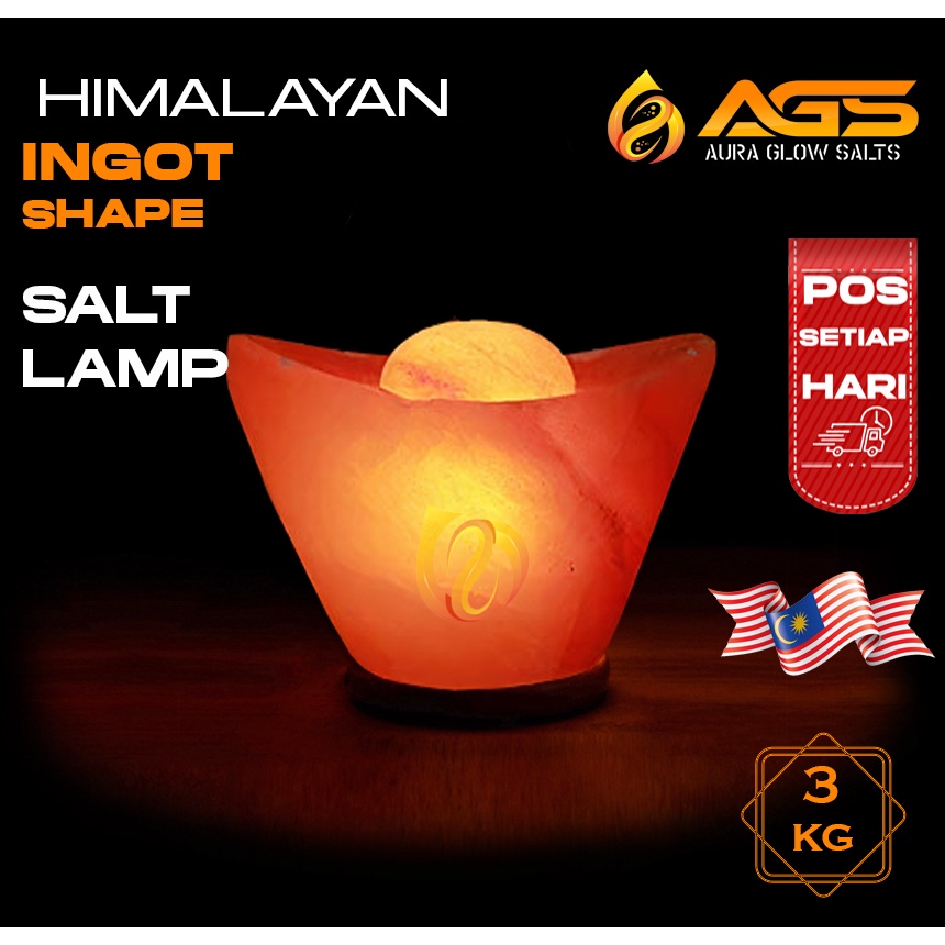 🔥 Free Bulb Included🔥 3kg Full Set Himalayan Crystal Rock Salt Lamp Ingot Shape 🔥aura Glow 1454