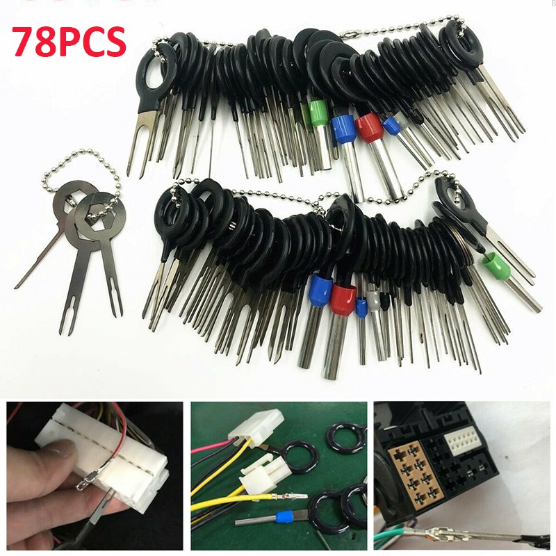 78-Piece Car Electrical Wire Terminal Removal Tool Kit - For Pin Crimp Connectors & Wiring Harnesses