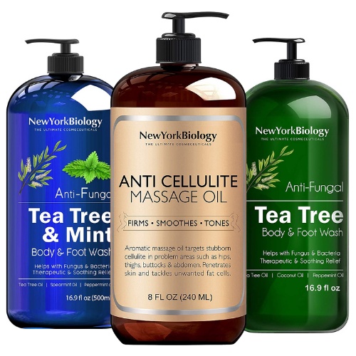 New York Biology Anti-Cellulite Massageöl – 240 Ml, 100% Natürliche Öle, Für Hautstraffung & Entspannung