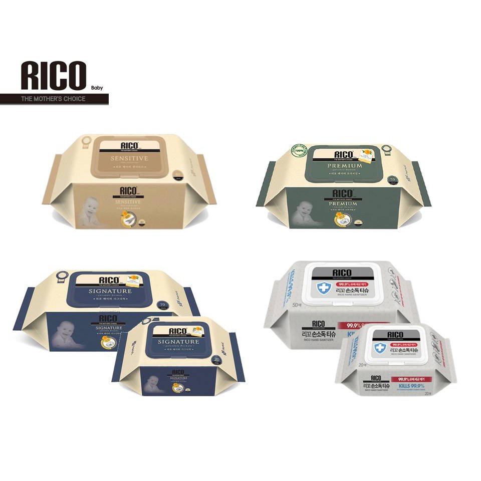 Rico Baby Wipes (Sensitive/Signature/Premium/Hand Sanitizer)(20/50/70 ...