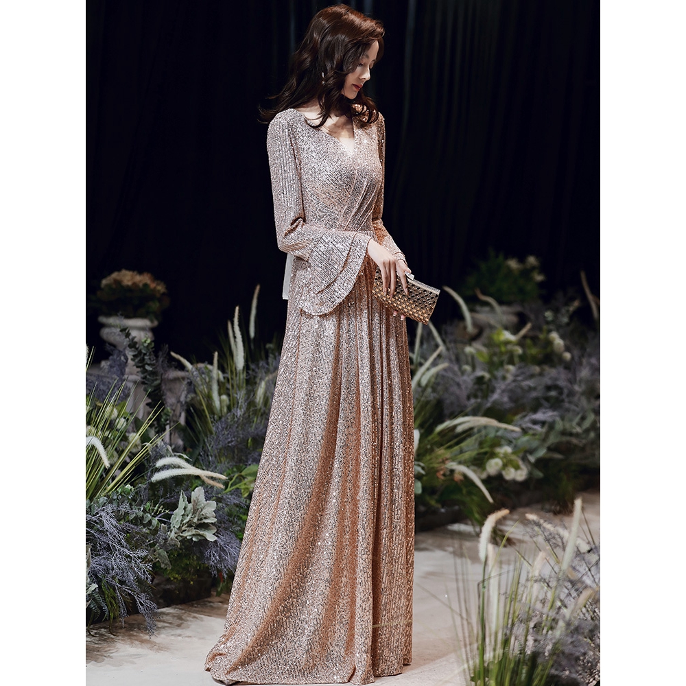 simple gold wedding dresses Muslim Women Bronzing Gleam Abaya Dress main image 0