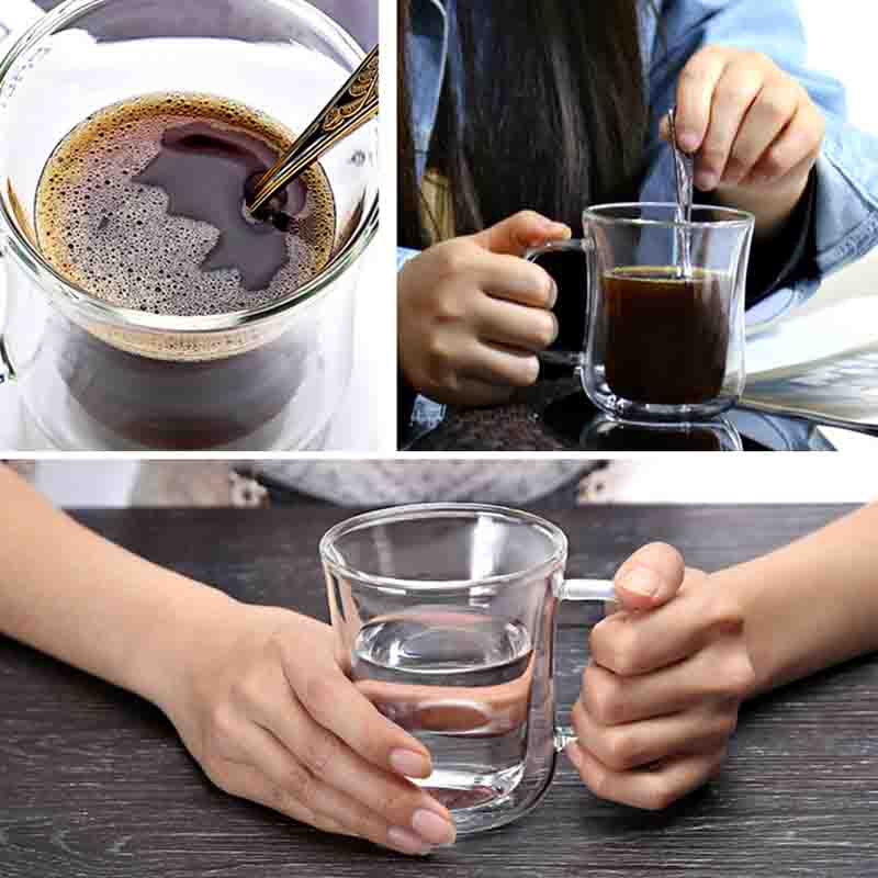 350ml Insulated Double-layer Water Cup Food Grade Silicone Glass