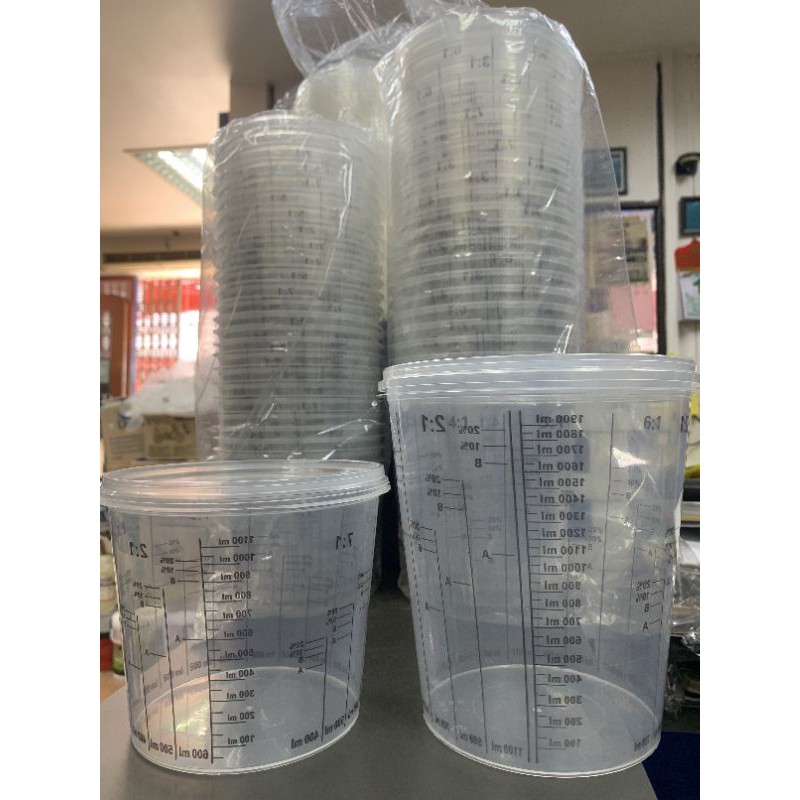 COMBO 2K PAINT MIXING CUP with cover 1300ML / 2300ML/ Mixing measuring