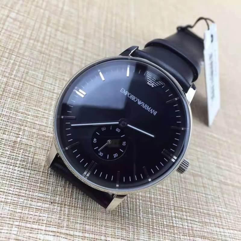 Emporio Armani Men s Gianni Black Dial Leather Watch AR0382 Shopee Malaysia